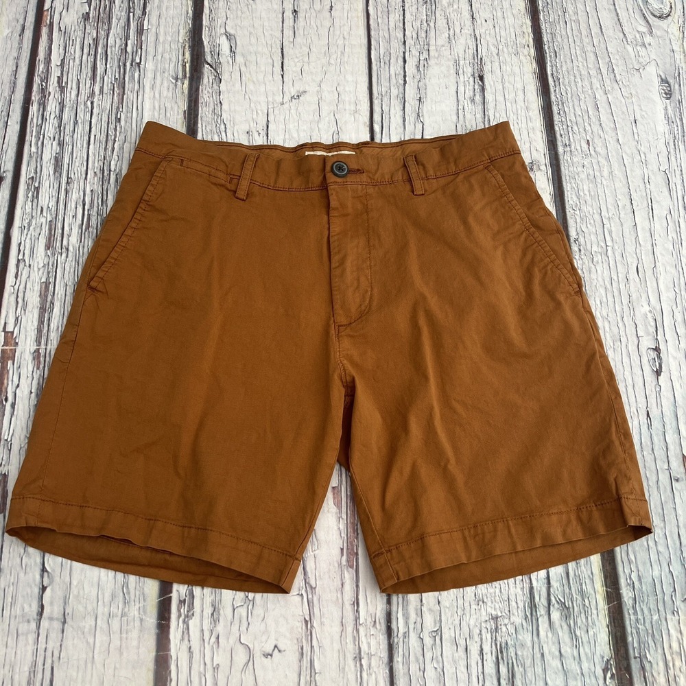 Goodthreads Men Slim-Fit 7" Flat-Front Comfort Stretch Chino Short Tobacco Sz 30